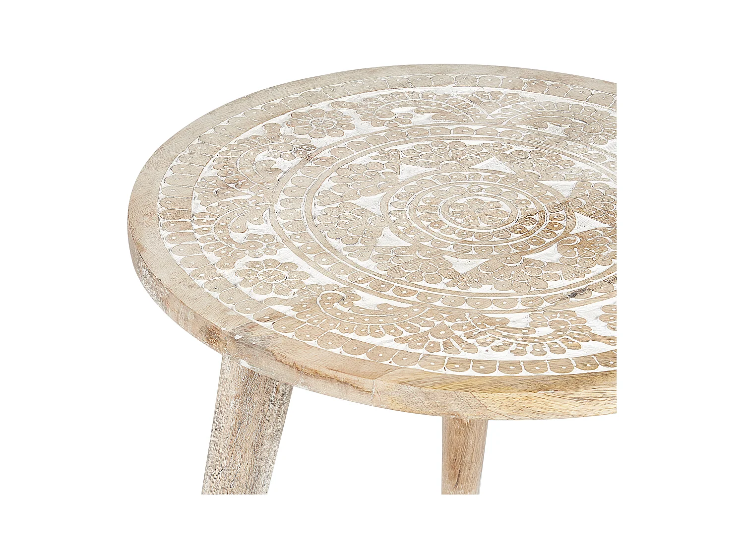 Lot de 2 tables d'appoint UDAY Bois de manguier Blanc