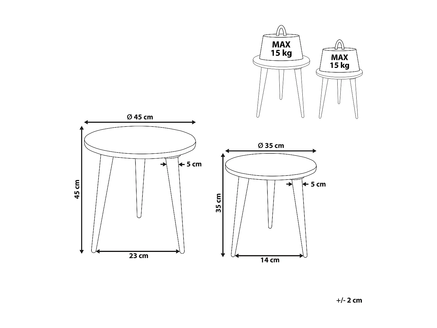Lot de 2 tables d'appoint UDAY Bois de manguier Blanc