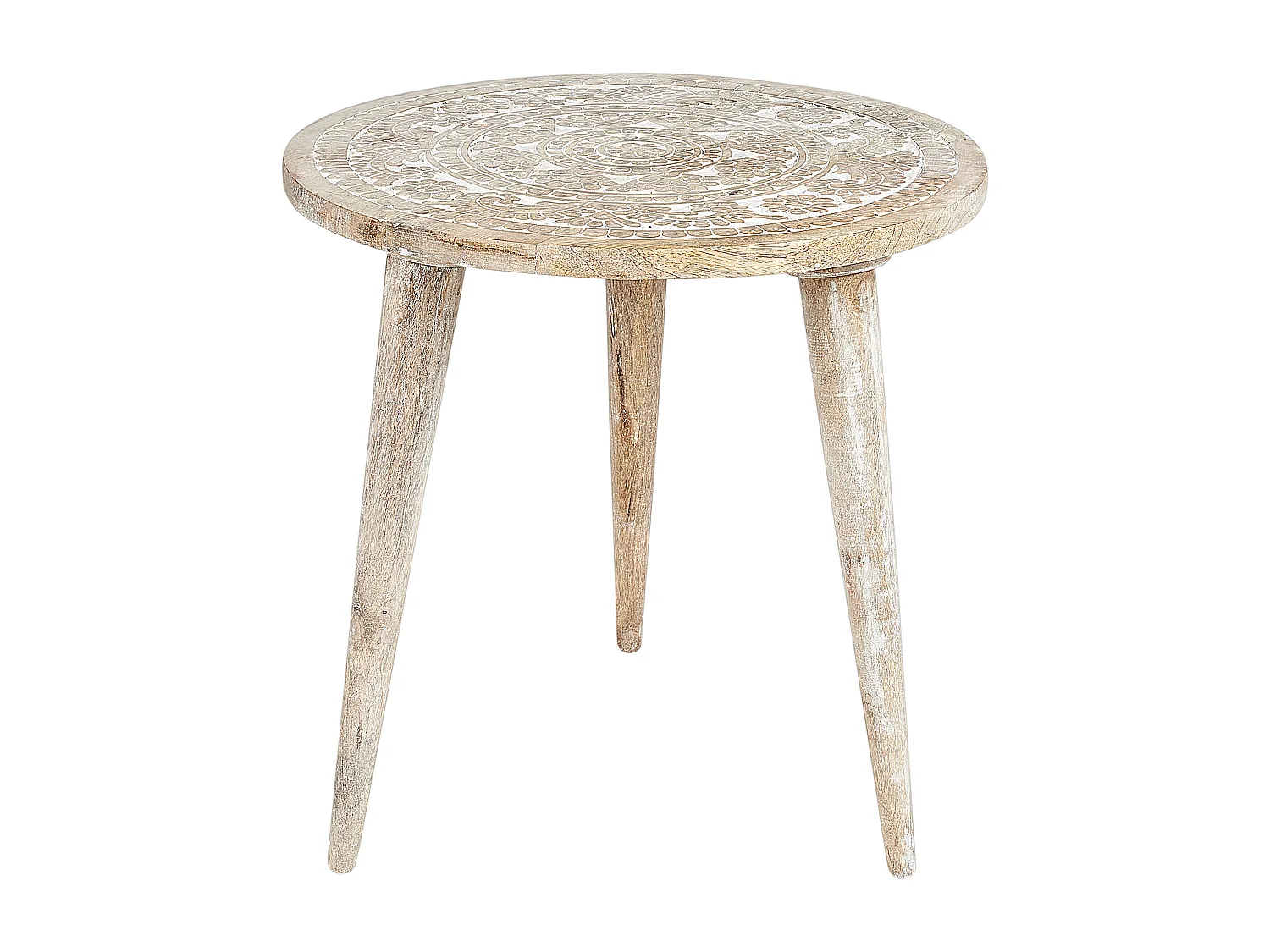 Lot de 2 tables d'appoint UDAY Bois de manguier Blanc