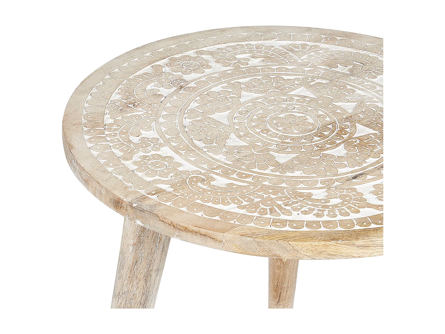 Lot de 2 tables d'appoint UDAY Bois de manguier Blanc