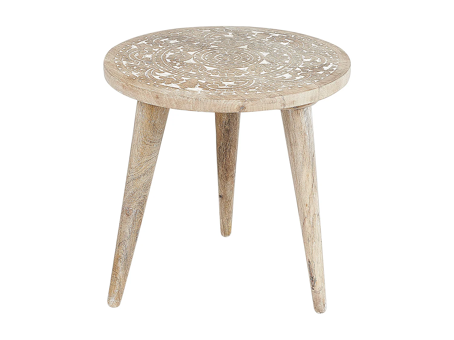 Lot de 2 tables d'appoint UDAY Bois de manguier Blanc