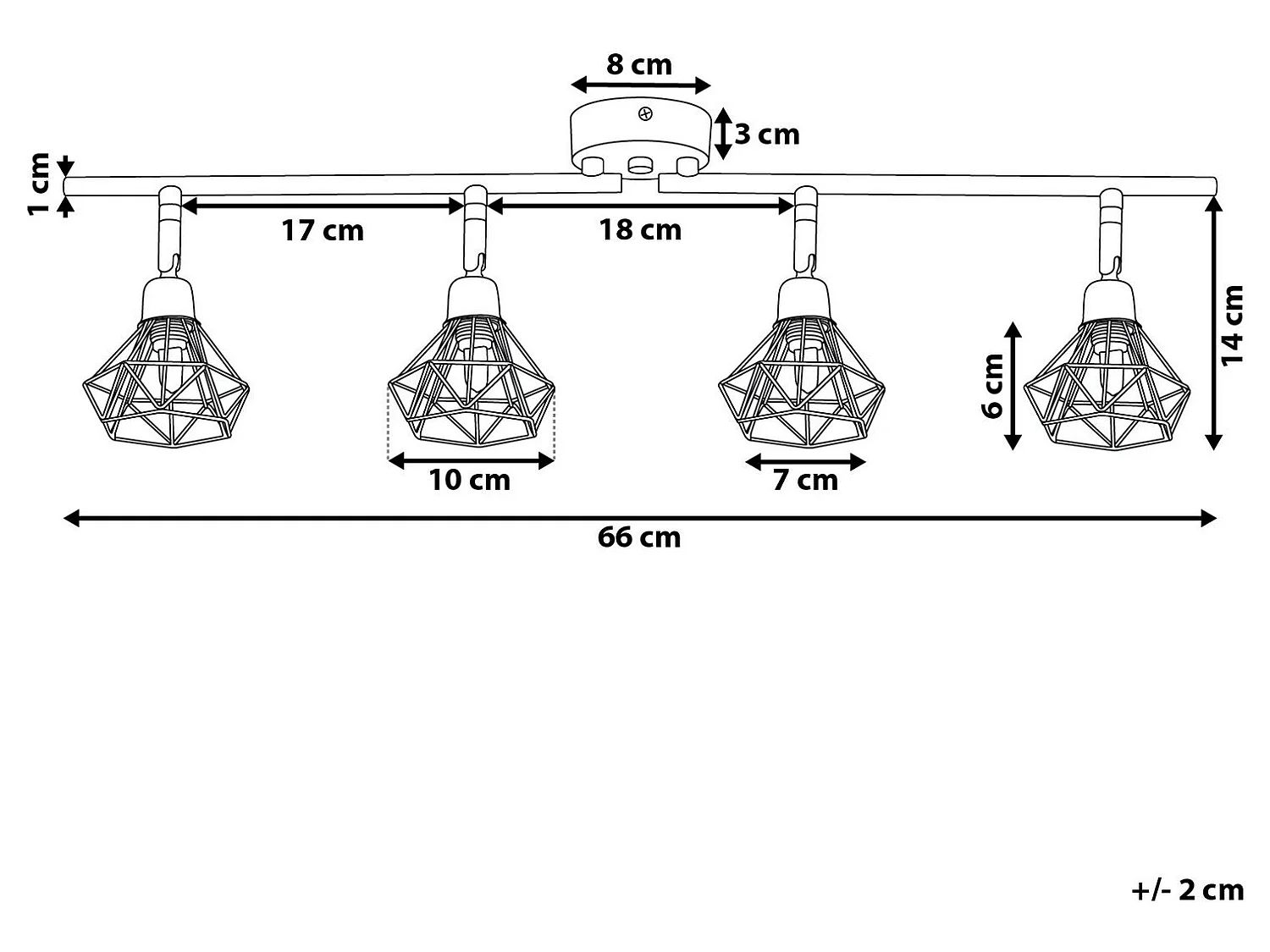Spot à 4 lumières ERMA Réglable Métal Noir