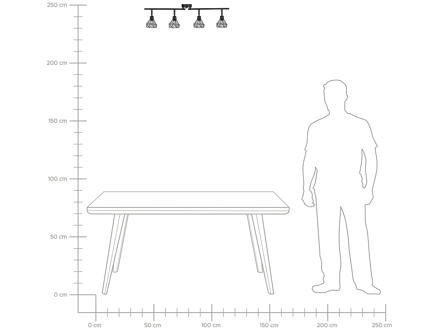 Spot à 4 lumières ERMA Réglable Métal Noir