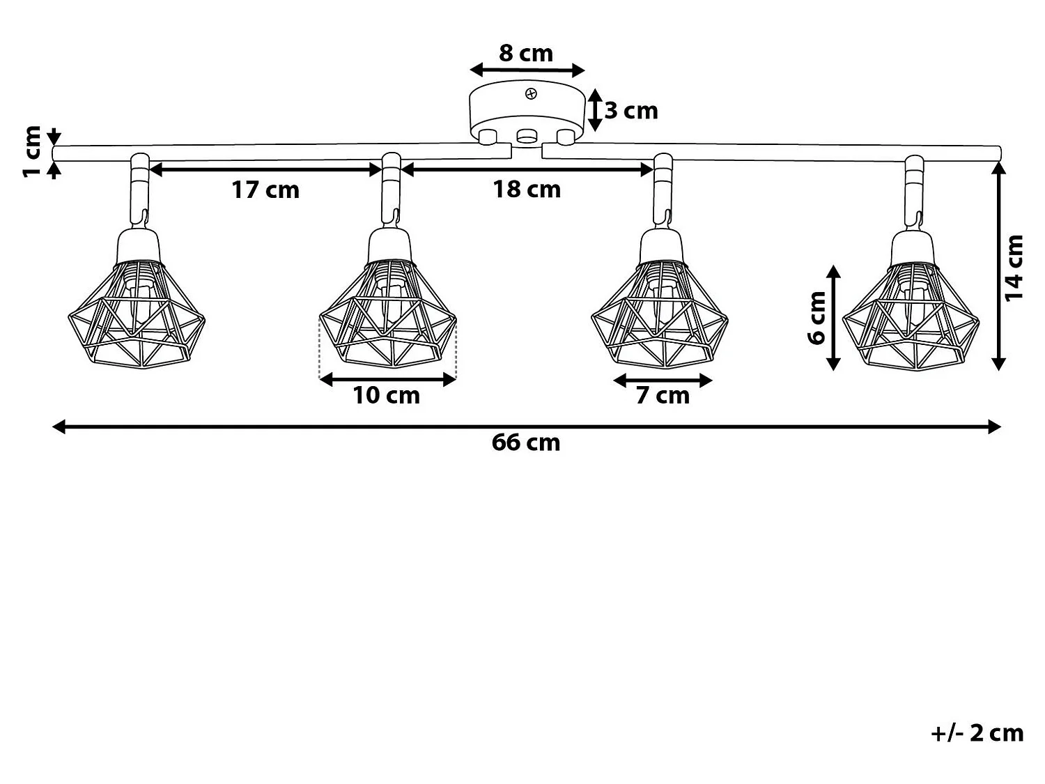 Spot à 4 lumières ERMA Réglable Métal Noir