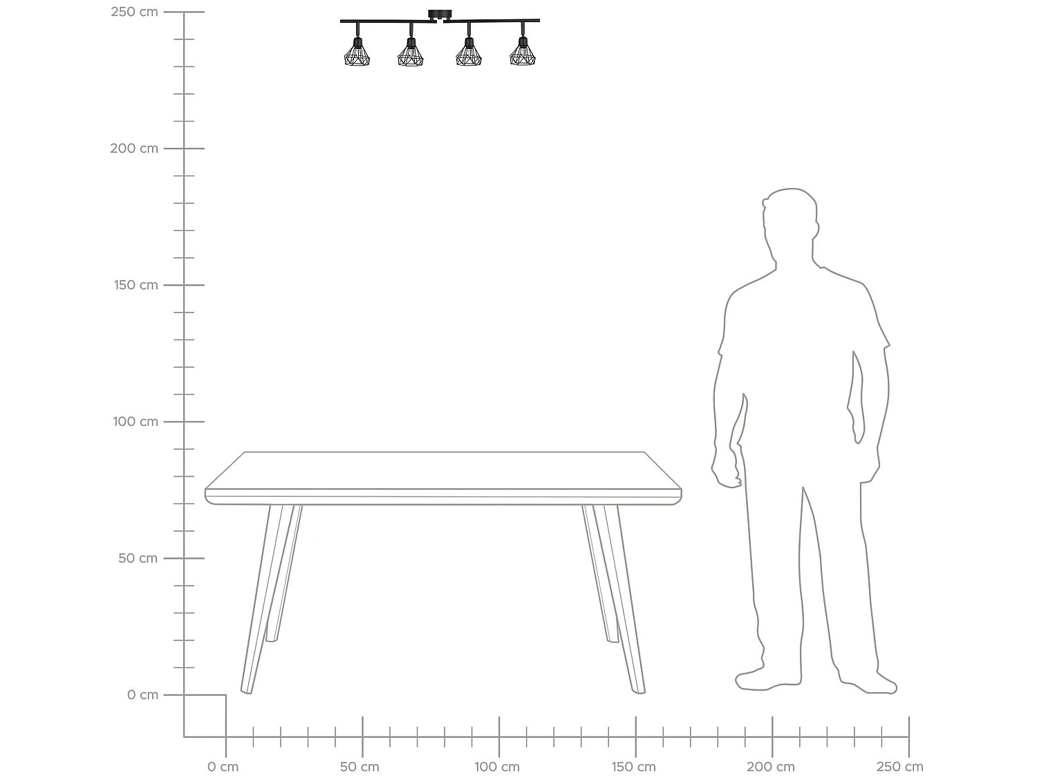 Spot à 4 lumières ERMA Réglable Métal Noir