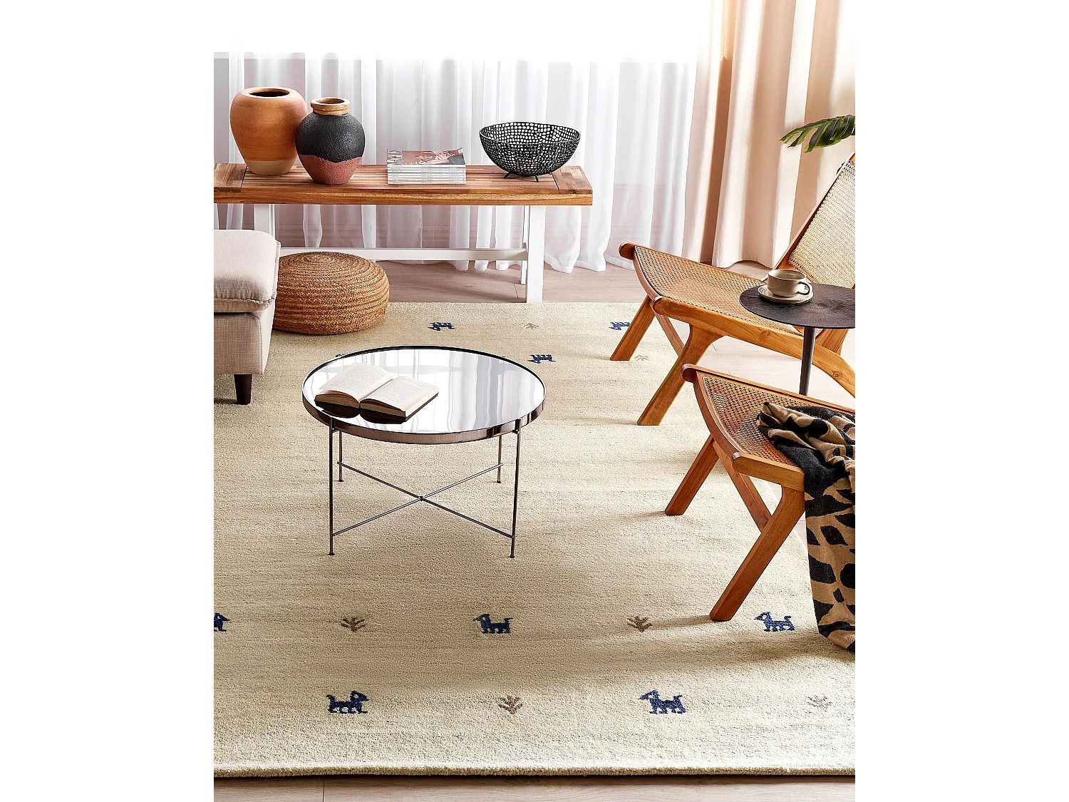 Vloerkleed gabbeh beige 200 x 300 cm YALI