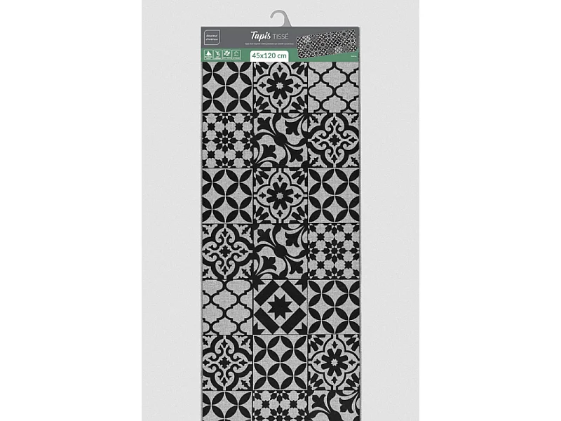 Tapis Tissé Imprimé "Bizancia" 45x120cm Gris