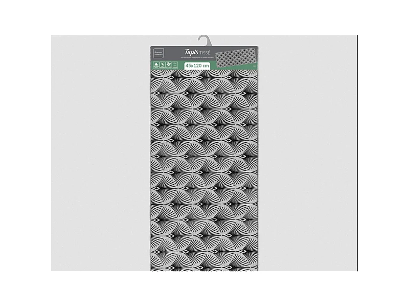 Tapis Tissé Imprimé "Casella" 45x120cm Gris