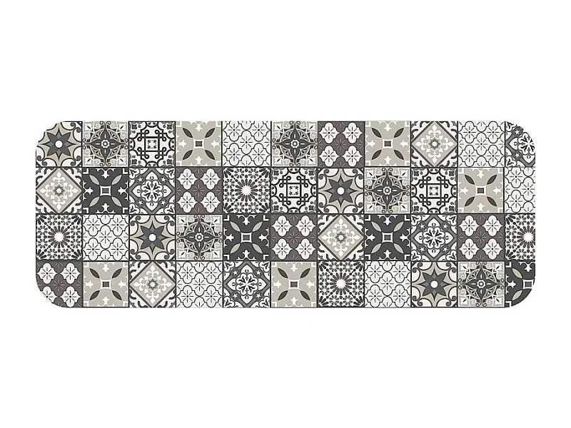 Tapis Imprimé "Gaston" 45x120cm Gris & Blanc