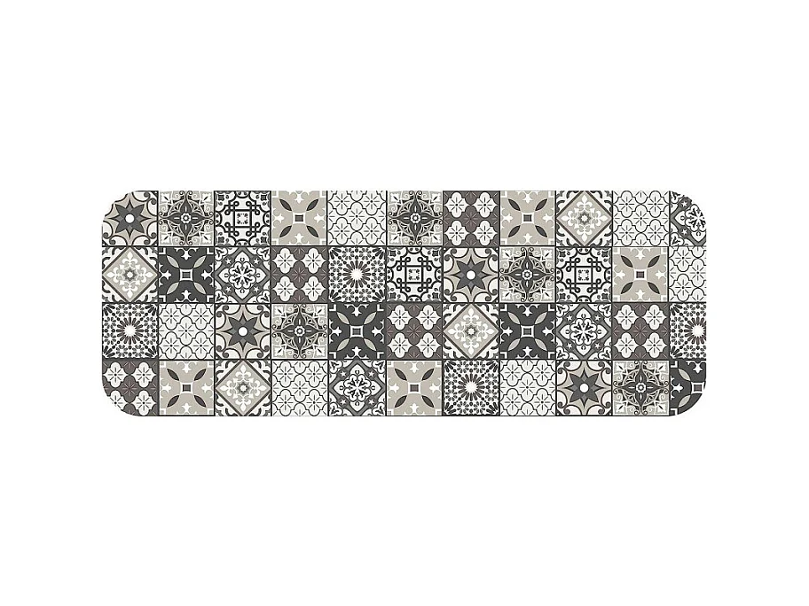 Tapis Imprimé "Gaston" 45x120cm Gris & Blanc