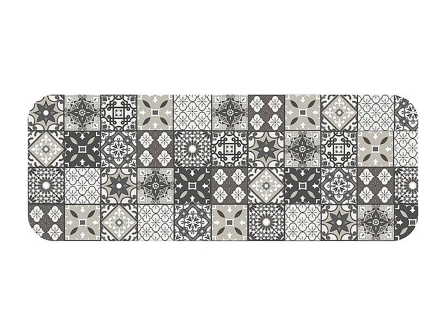 Tapis Imprimé "Gaston" 45x120cm Gris & Blanc