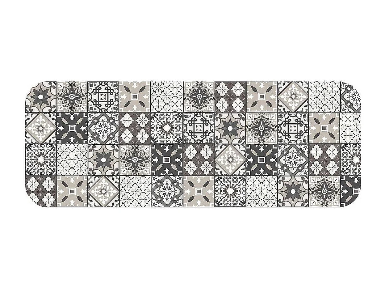 Tapis Imprimé "Gaston" 45x120cm Gris & Blanc