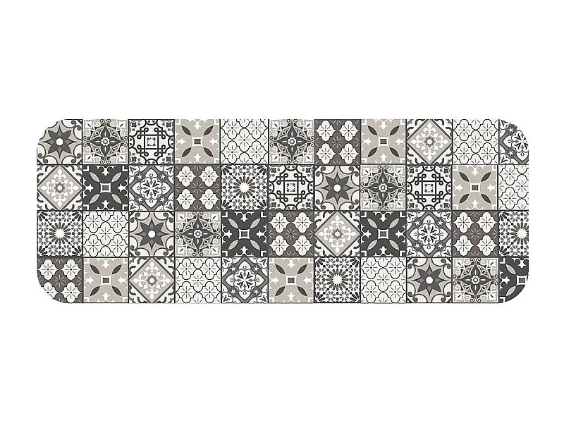 Tapis Imprimé "Gaston" 45x120cm Gris & Blanc