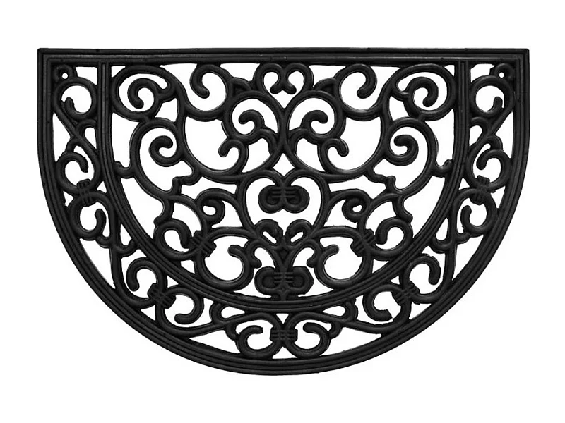 Tapis d'Entrée Demi-Lune Baroque "Odelin" 40x60cm Noir