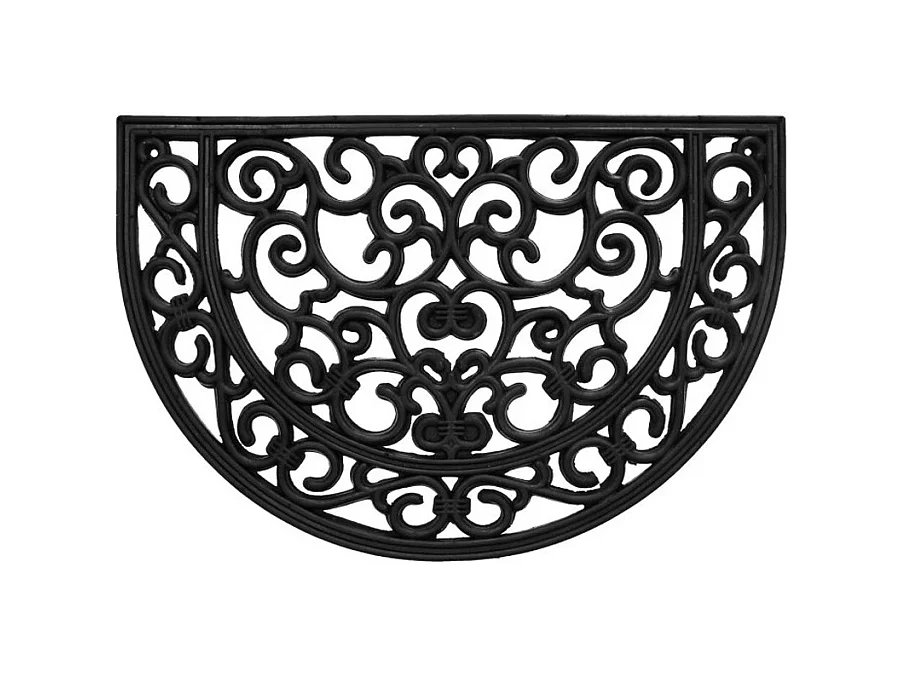 Tapis d'Entrée Demi-Lune Baroque "Odelin" 40x60cm Noir
