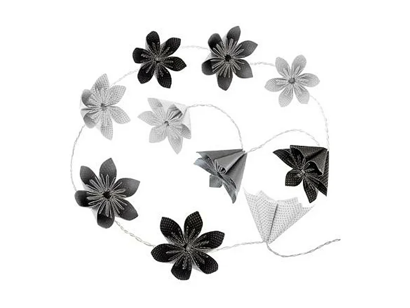 Guirlande LED à Piles "10 Fleurs" 23cm Noir