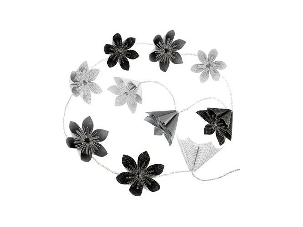 Guirlande LED à Piles "10 Fleurs" 23cm Noir