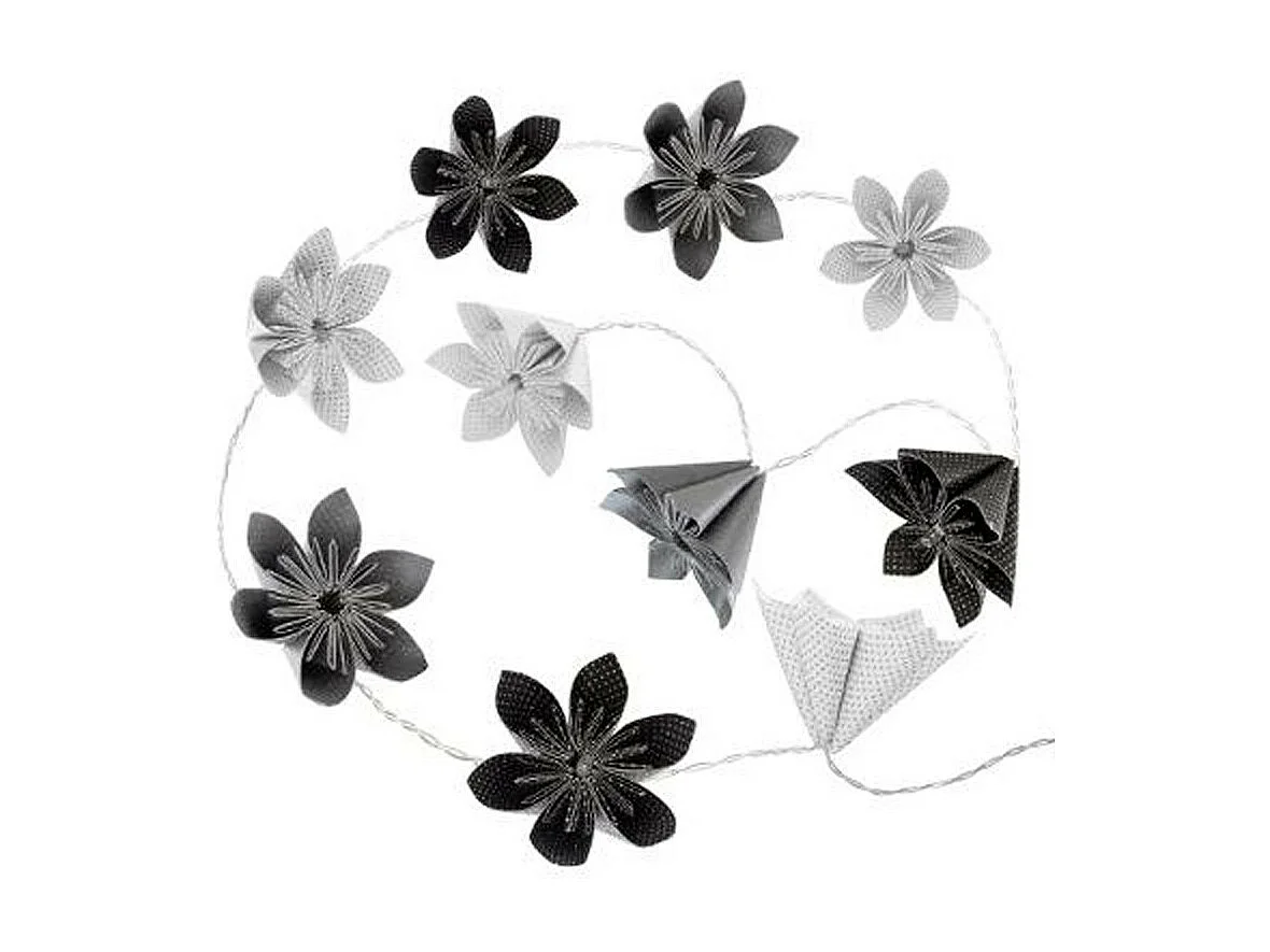 Guirlande LED à Piles "10 Fleurs" 23cm Noir