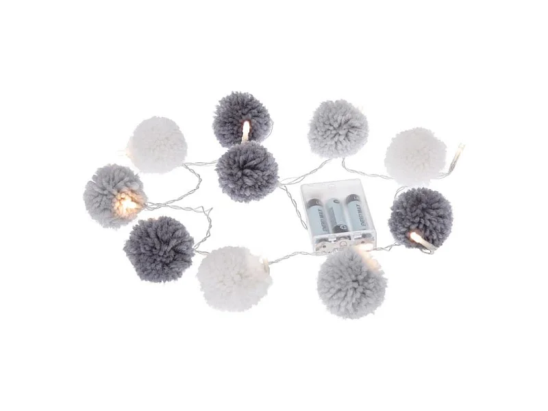 Guirlande Lumineuse Pompons "Pump" 165cm Gris