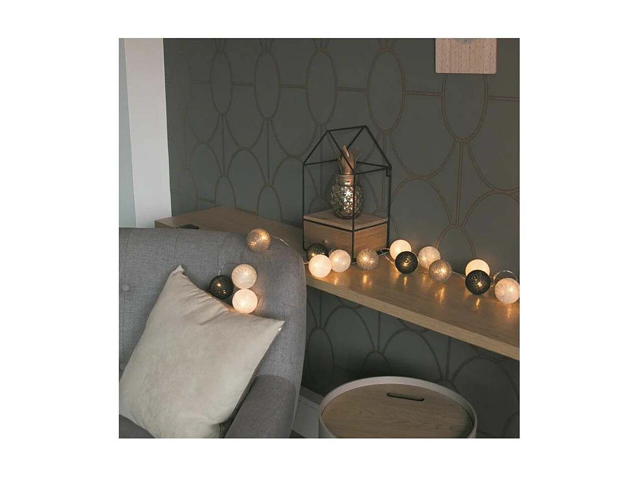 Guirlande Lumineuse à Led "20 Boules" 345cm Gris