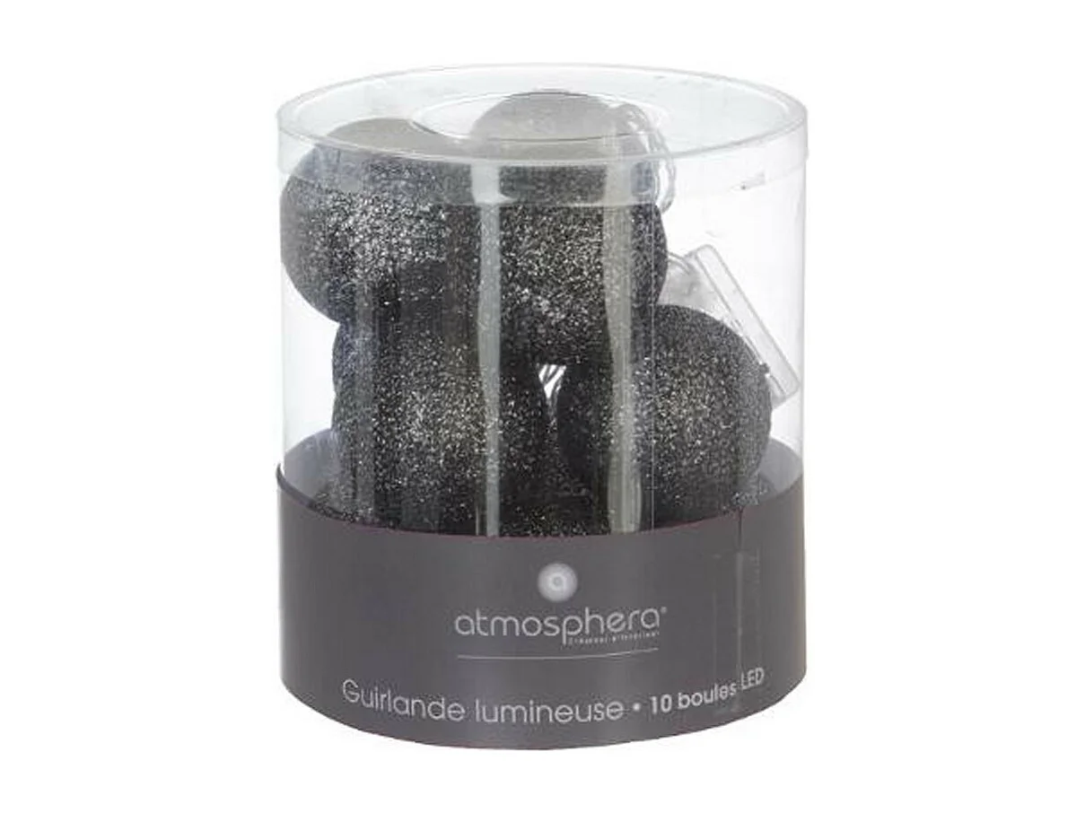 Guirlande Led "10 Boules" 165cm Noir Pailleté