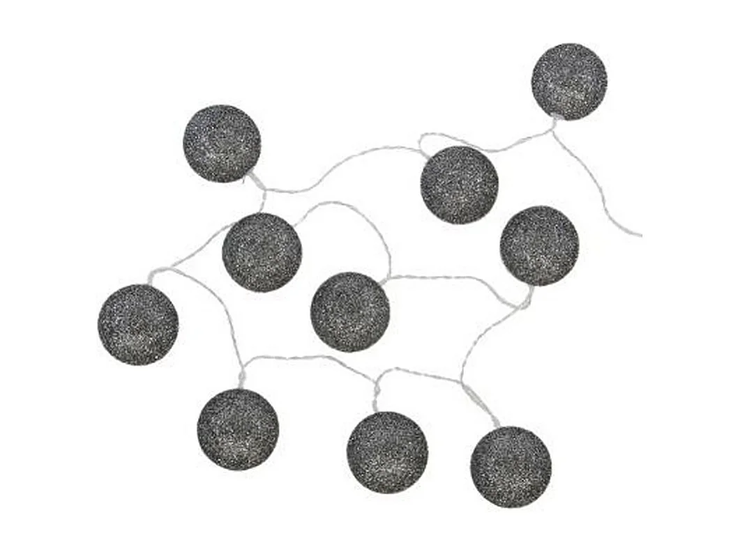 Guirlande Led "10 Boules" 165cm Noir Pailleté