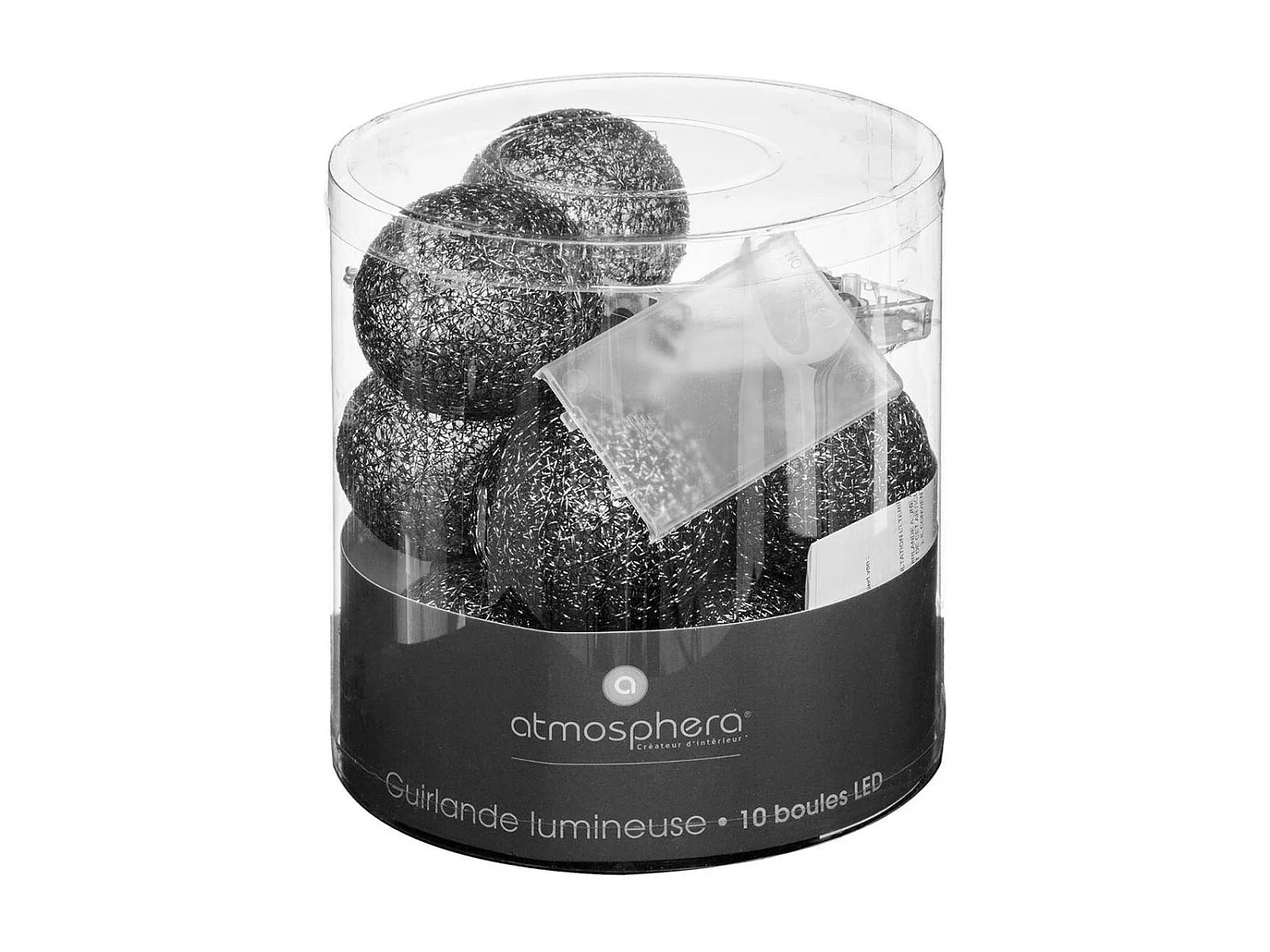 Guirlande Led "10 Boules" 165cm Noir Pailleté