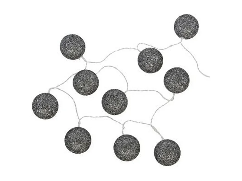 Guirlande Led "10 Boules" 165cm Noir Pailleté