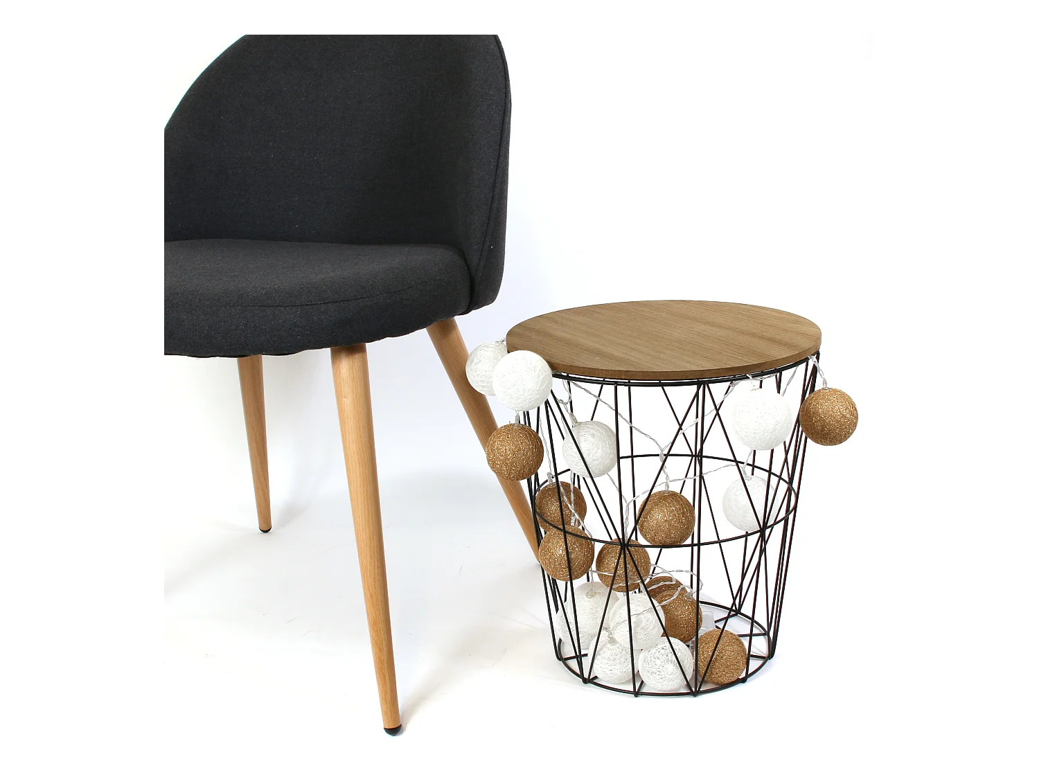 Guirlande Boule Blanc Dore 20 Led D6cm 3m72