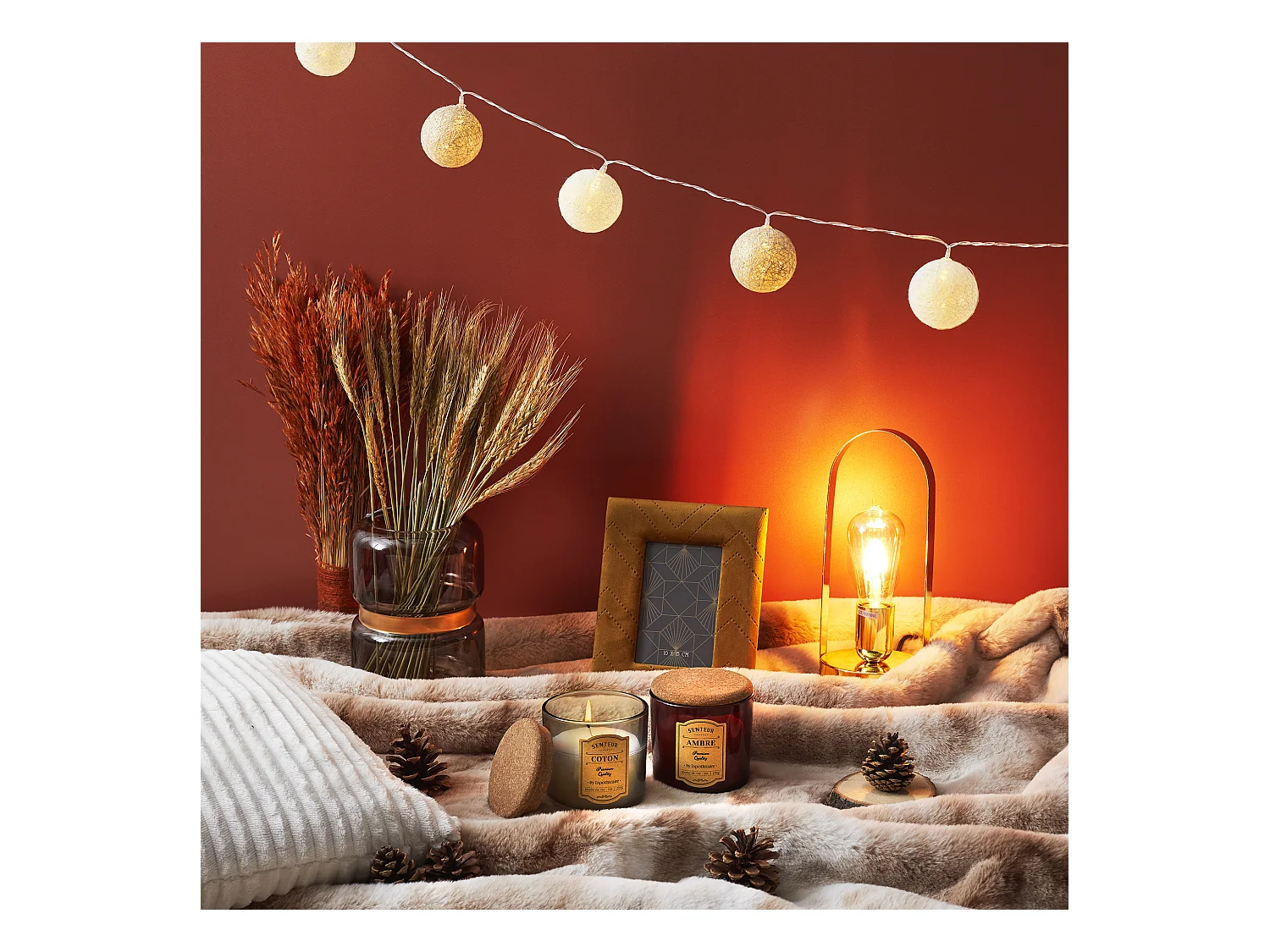 Guirlande Boule Blanc Dore 20 Led D6cm 3m72