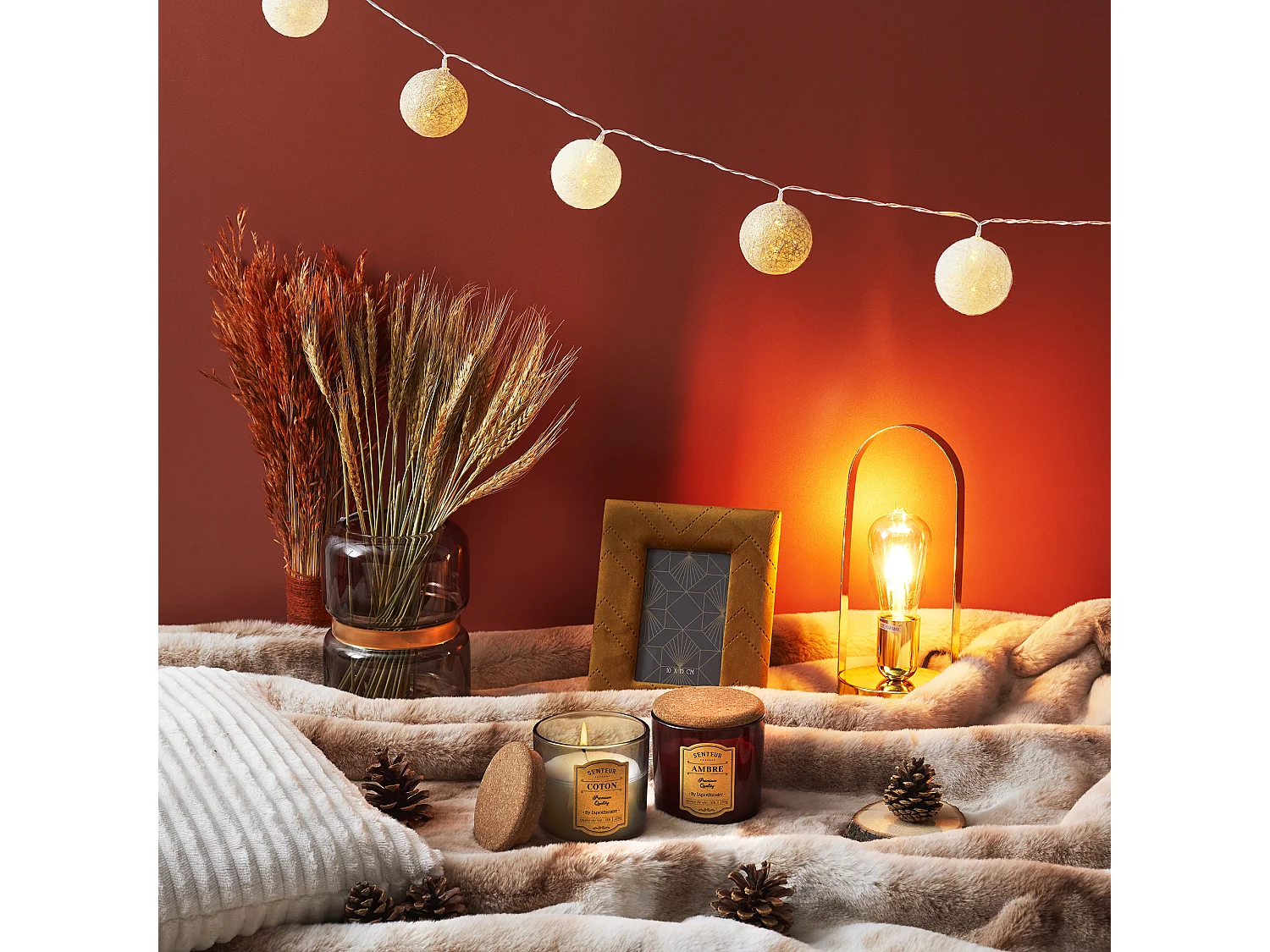 Guirlande Boule Blanc Dore 20 Led D6cm 3m72