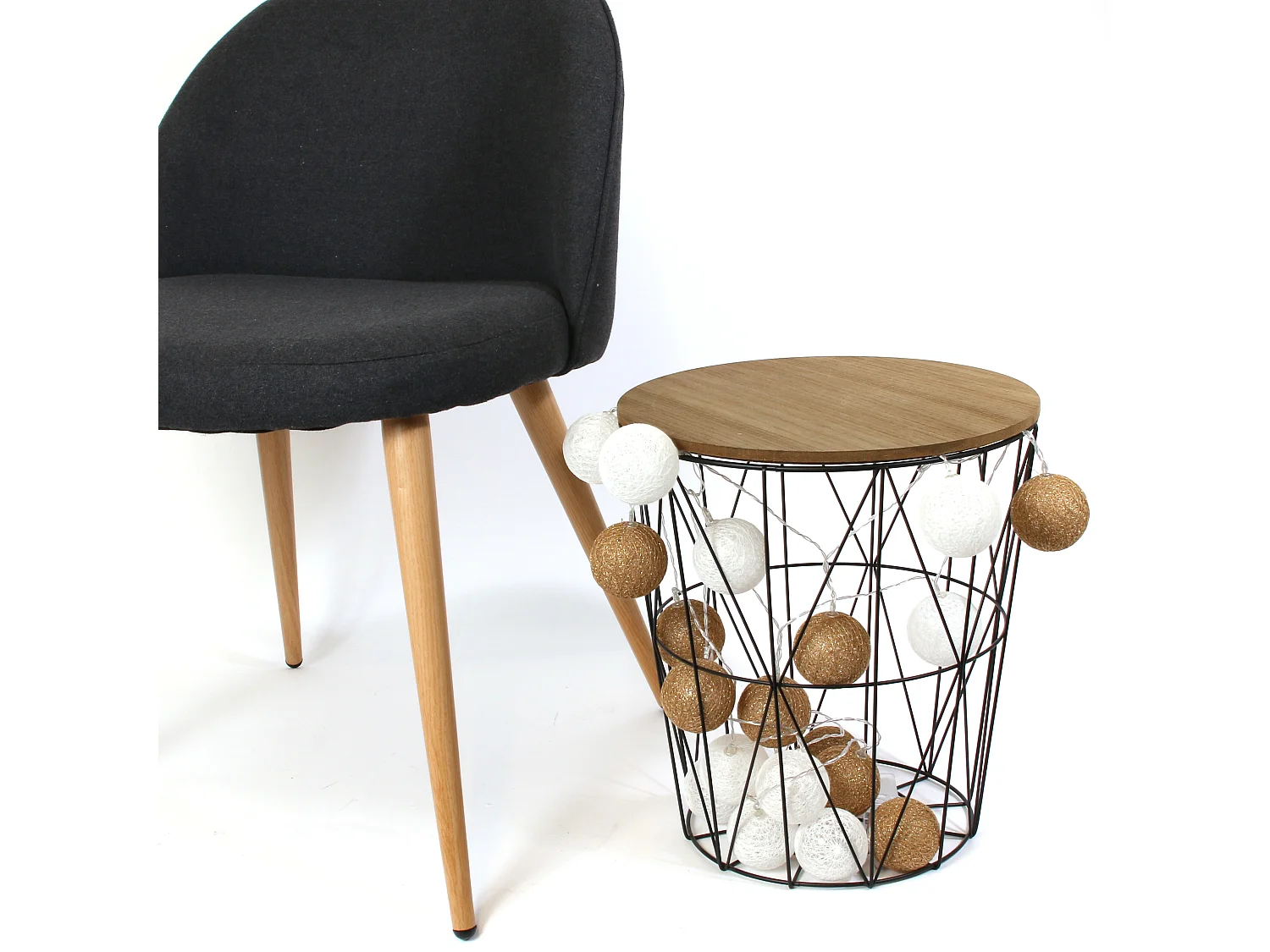 Guirlande Boule Blanc Dore 20 Led D6cm 3m72