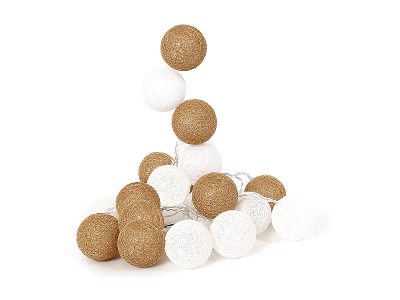 Guirlande Boule Blanc Dore 20 Led D6cm 3m72