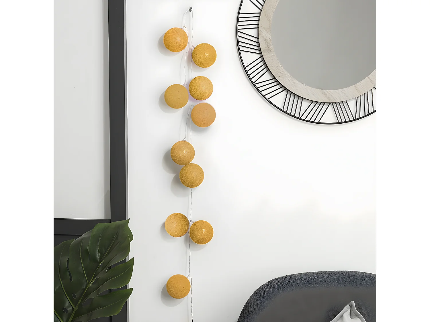 Guirlande Lumineuse à Led "20 Boules" Moutarde