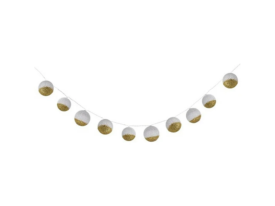 Guirlande Lumineuse "Boule" 178cm Blanc & Or
