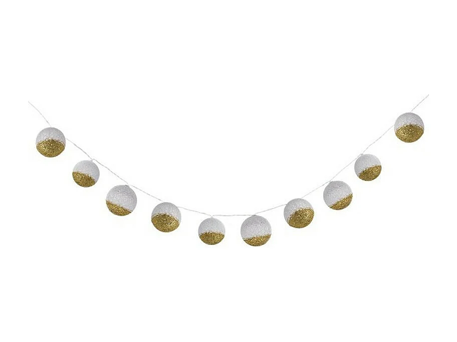 Guirlande Lumineuse "Boule" 178cm Blanc & Or