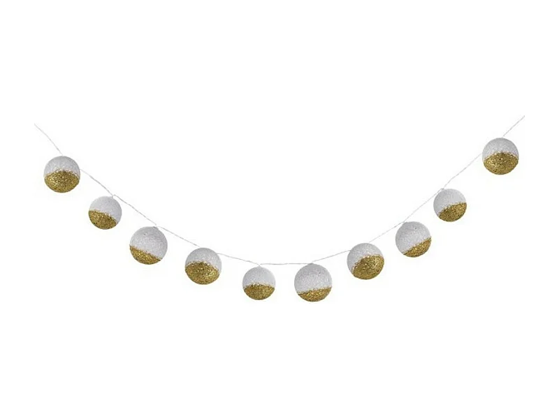 Guirlande Lumineuse "Boule" 178cm Blanc & Or