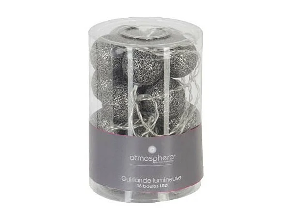 Guirlande Led "16 Mini Boules" 240cm Noir Pailleté