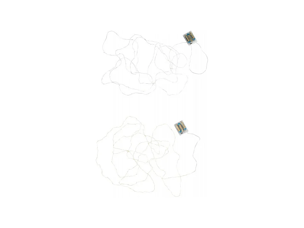 Lot de 2 Guirlandes Lumineuses "60 Led Blanc Chaud" 8cm Argent & Or