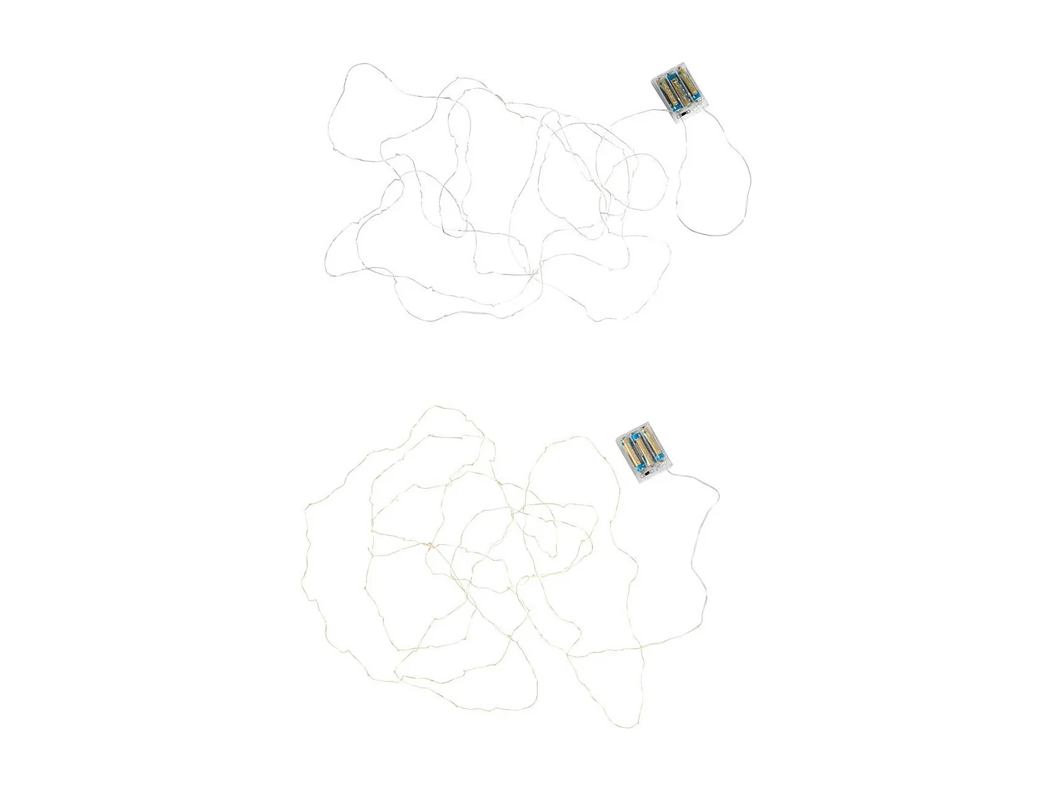 Lot de 2 Guirlandes Lumineuses "60 Led Blanc Chaud" 8cm Argent & Or