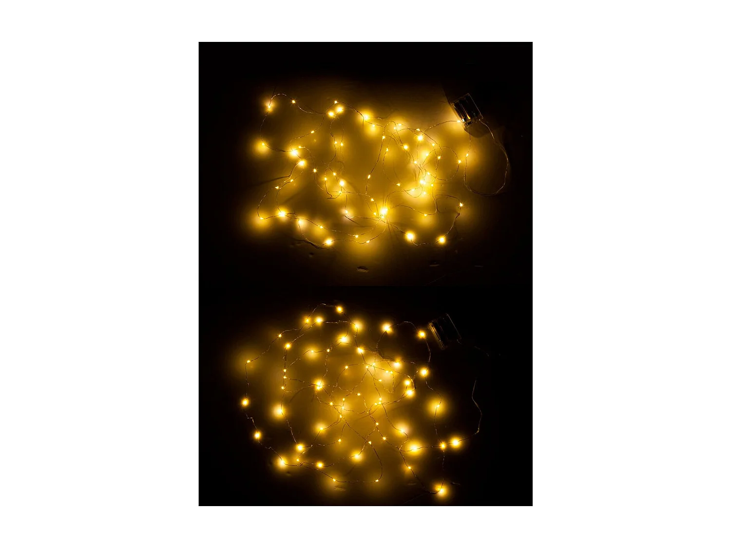 Lot de 2 Guirlandes Lumineuses "60 Led Blanc Chaud" 8cm Argent & Or