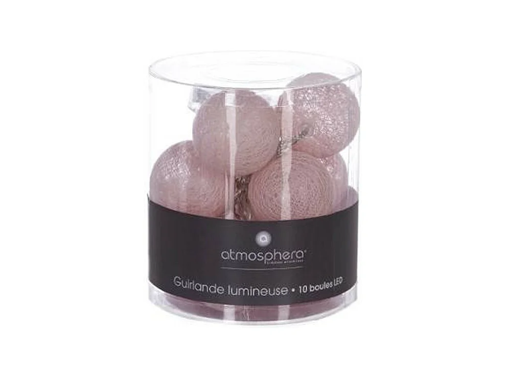 Guirlande Led "10 Boules" 165cm Rose Clair