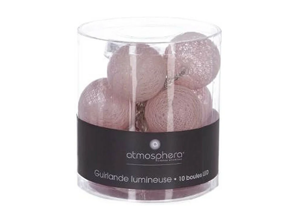 Guirlande Led "10 Boules" 165cm Rose Clair