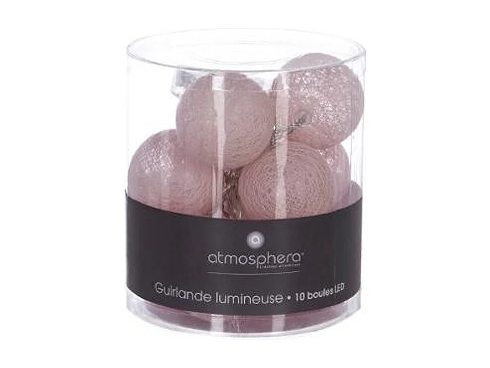 Guirlande Led "10 Boules" 165cm Rose Clair