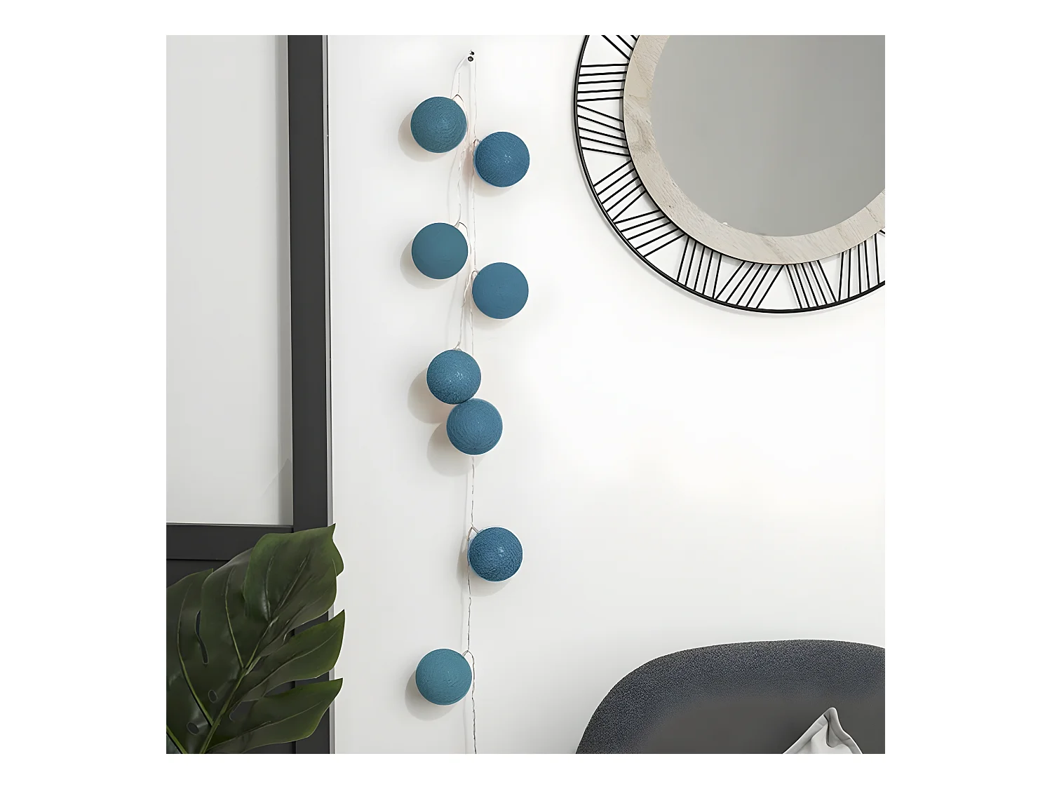 Guirlande Led "16 Mini Boules" 261cm Bleu Canard