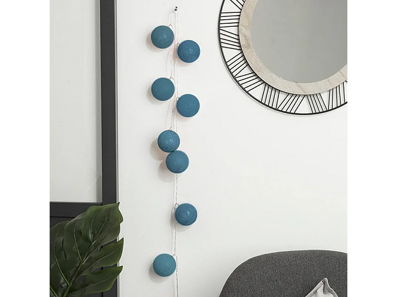 Guirlande Led "16 Mini Boules" 261cm Bleu Canard