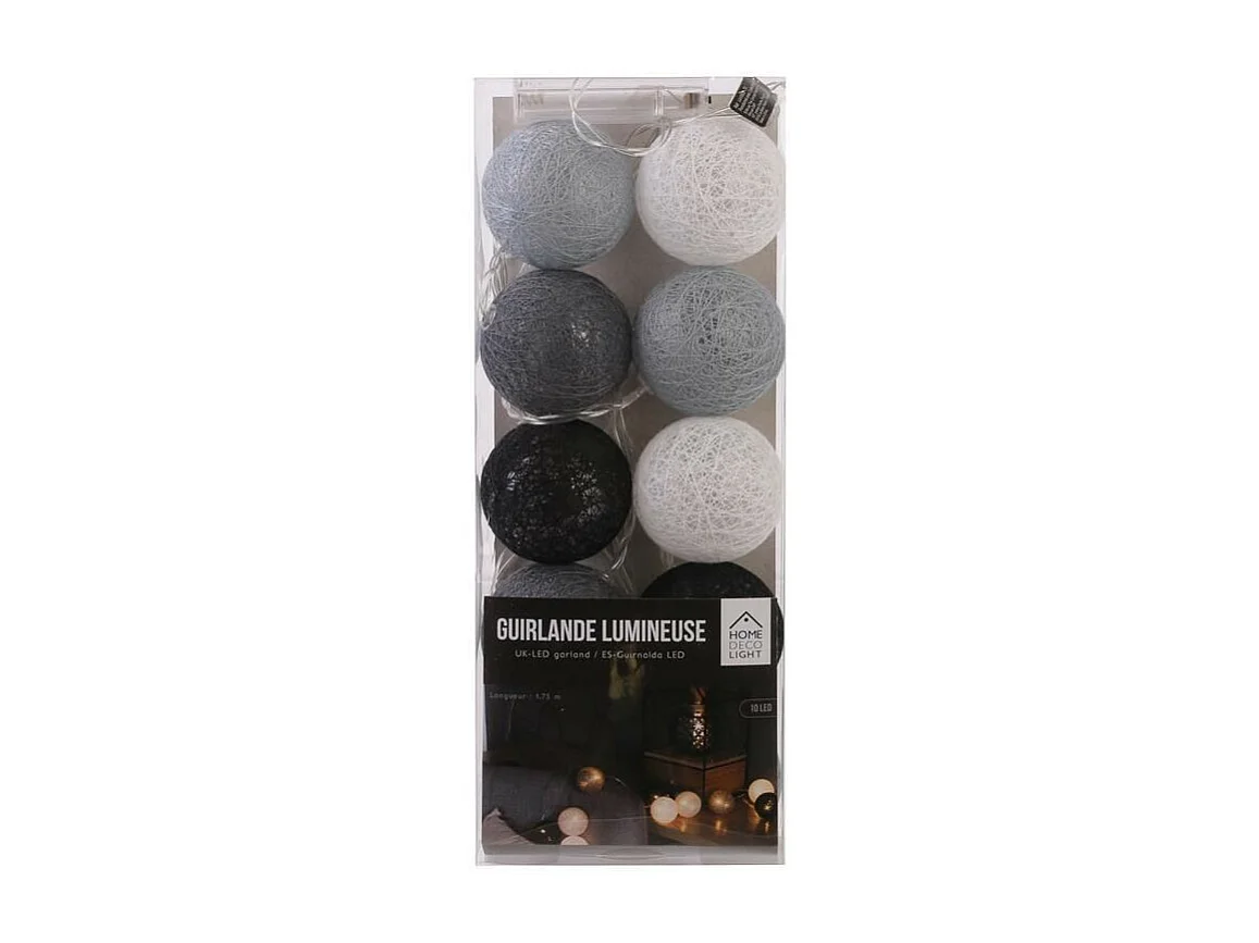 Guirlande Lumineuse à Led "10 Boules" 175cm Gris