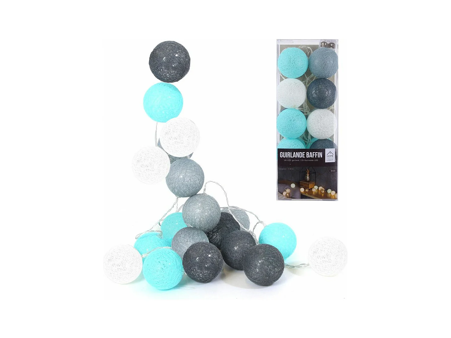 Guirlande Lumineuse à Led "20 Boules" 345cm Bleu