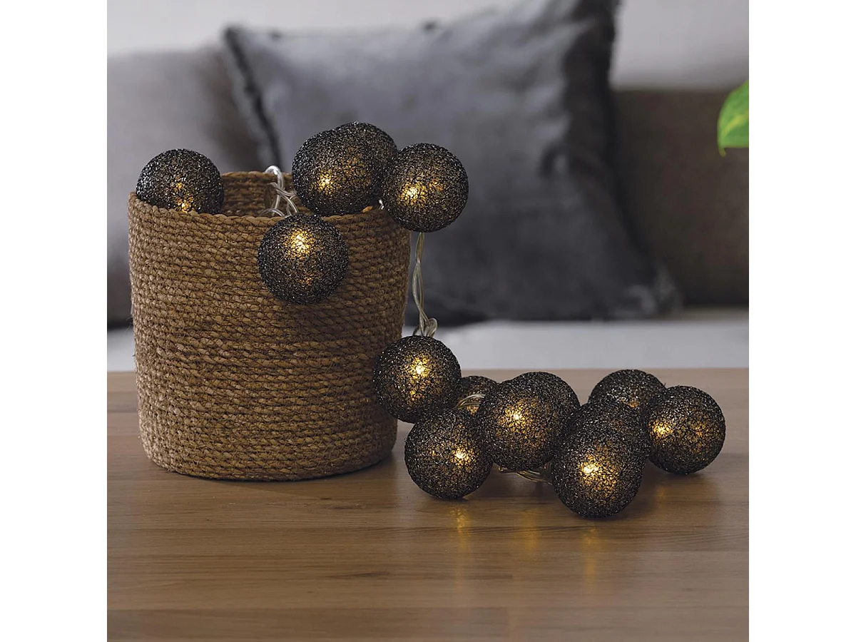 Guirlande Lumineuse à Led "20 Boules" Noir