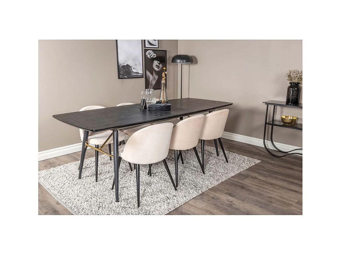 Chaise en velours avec pieds en acier Velvet Lot de 4